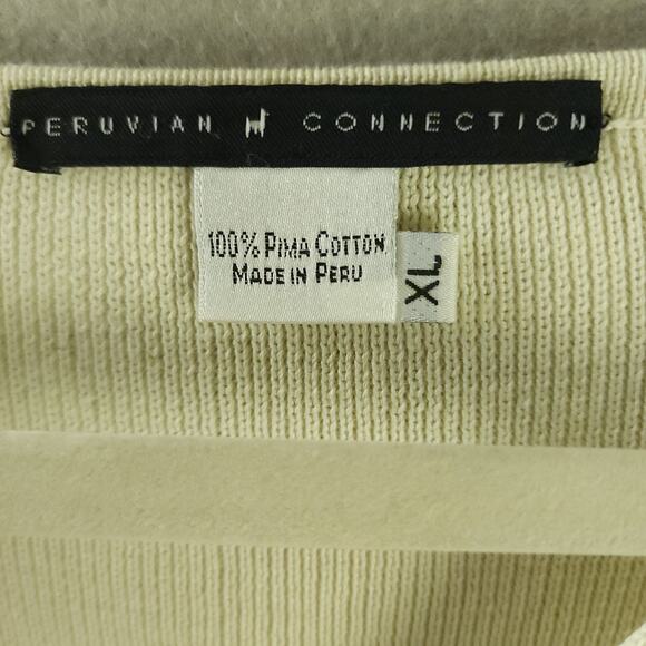 Peruvian Connection Cardigan Cream XL Button-Up 100% Pima Cotton - Picture 8 of 9